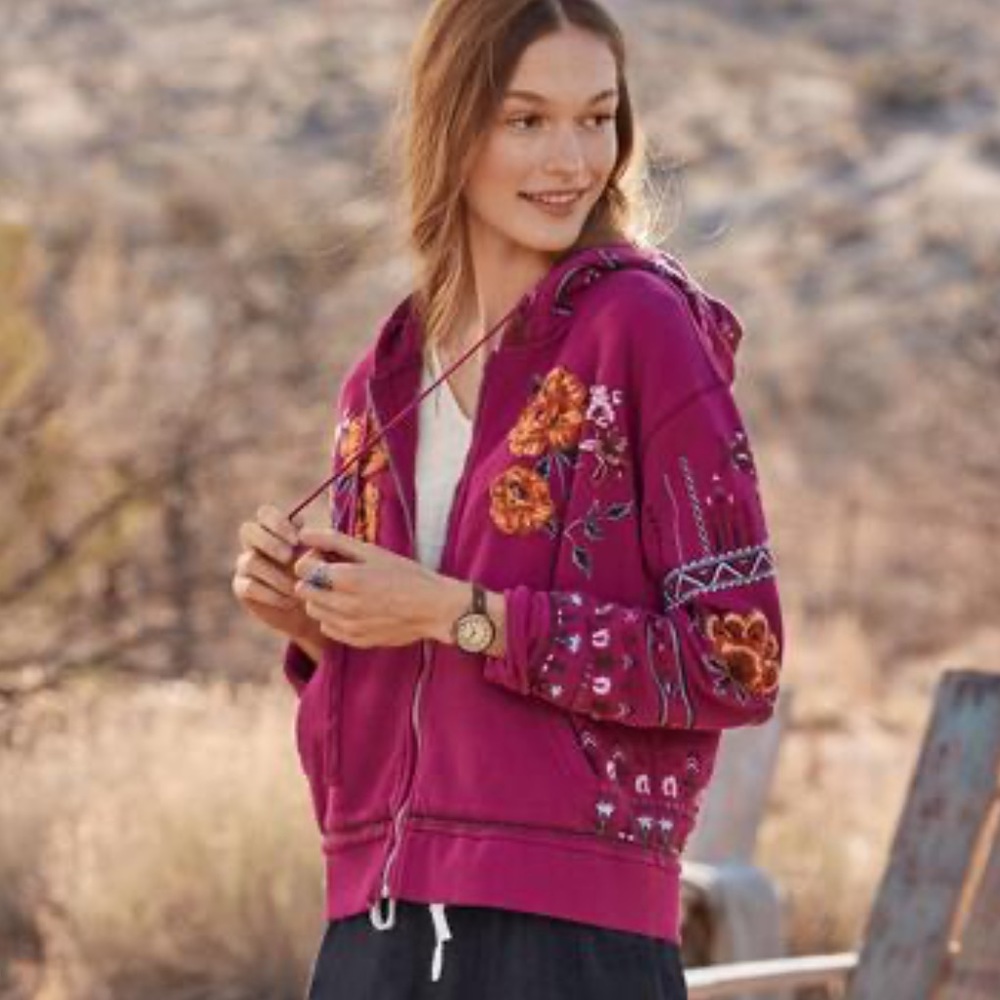 Driftwood Embroidered Hoodie Floral Falls Jacket Sundance L